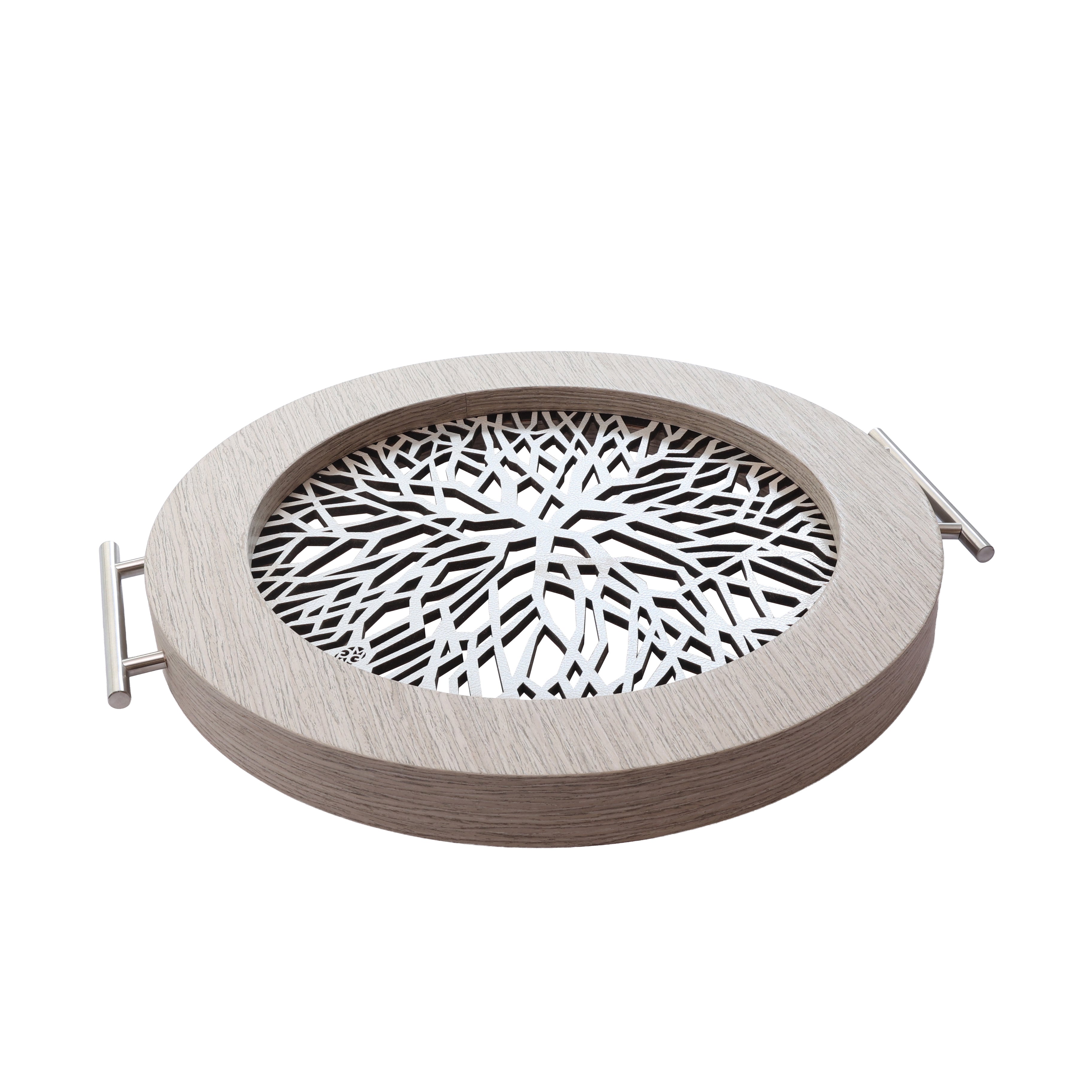 Sinapsis - Bandeja Redonda Mediana / Madera Gris