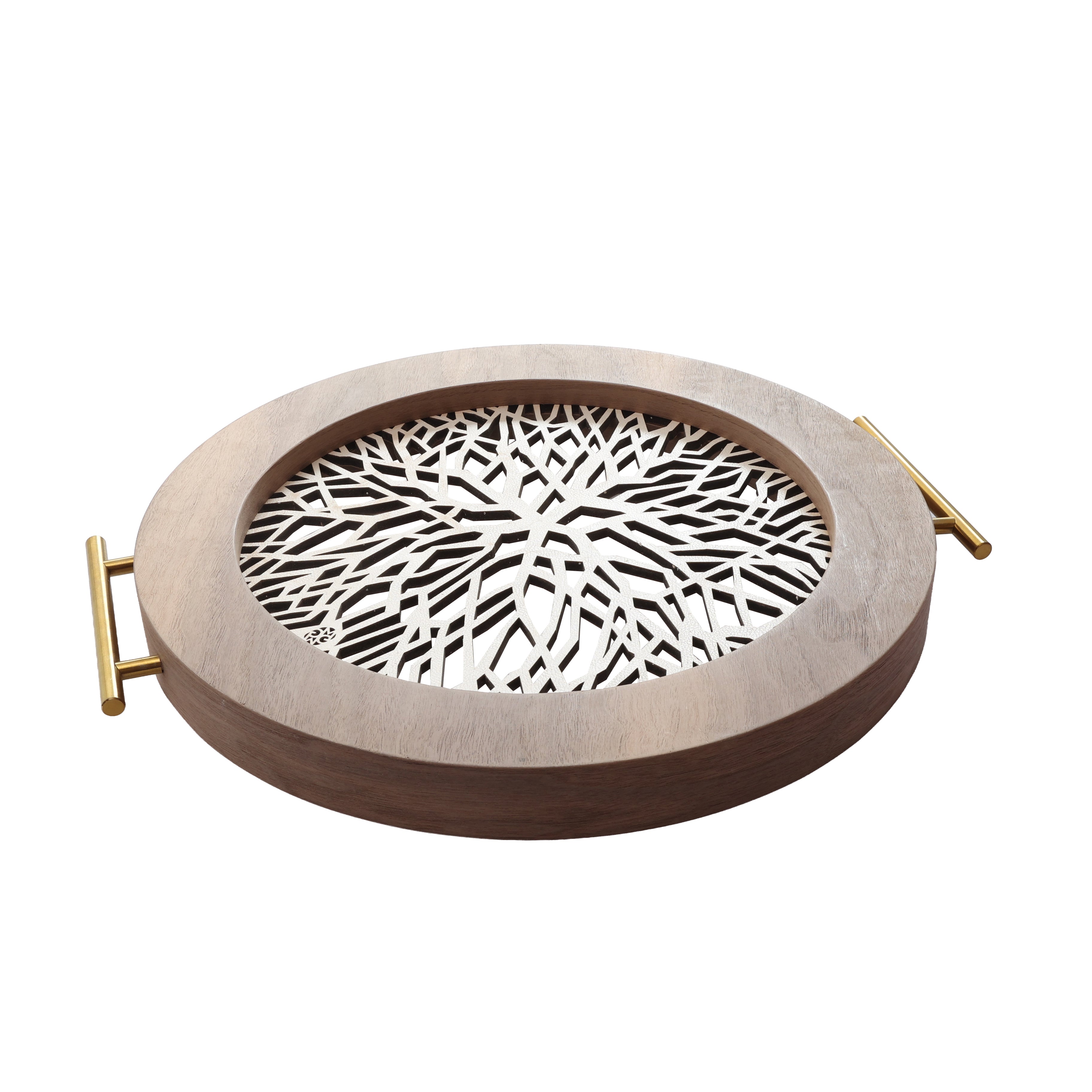 Sinapsis - Bandeja Redonda Mediana / Madera Gris