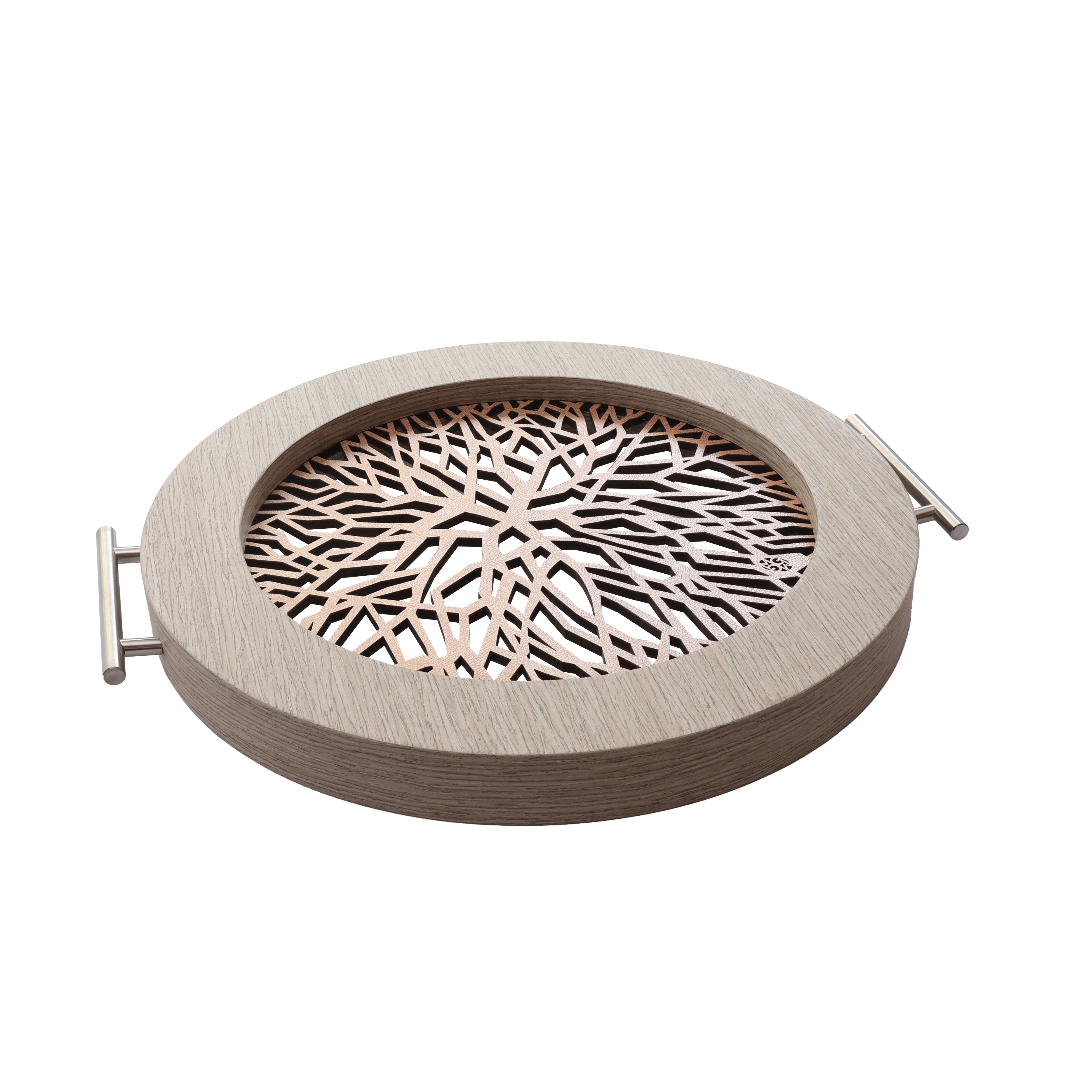 Sinapsis - Bandeja Redonda Mediana / Madera Gris